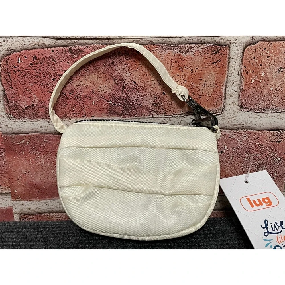 Lug Disco Small Accessory Pouch Macadamia White Pleated Mini Bag New